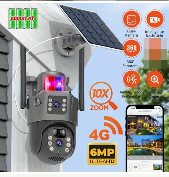 Dual lens 4G Sim card wireless solar security camera Carousel 1