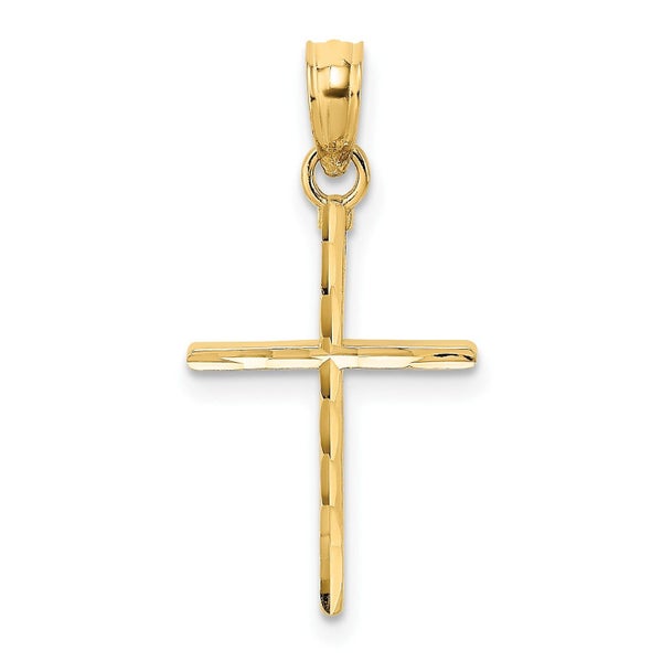 14K Real Yellow Gold Polished Cross Charm Pendant Carousel 1