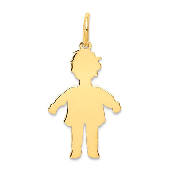 14K Yellow Gold Boy's Silhouette Charm Engravable Pendant Carousel 1