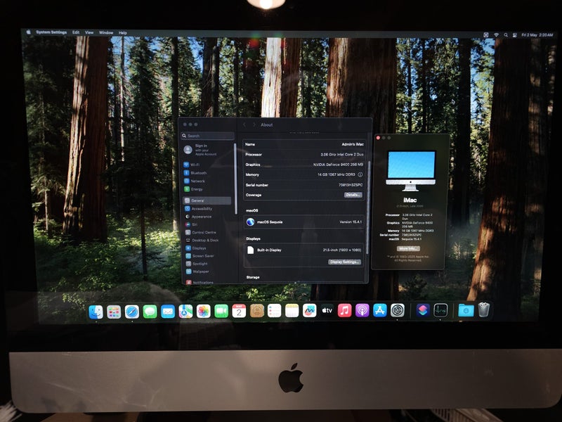 iMac 21.5" - Late 2009, 512Gig SSD, 14Gig RAM, OSX Sequoia Carousel 1