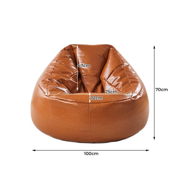 Marlow Bean Bag Chair Cover Pu Couch Tan Carousel 2
