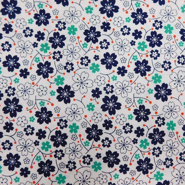 Patchwork Quilting Sewing Fabric Kyoto Navy Flowers 50x55cm FQ Carousel 2
