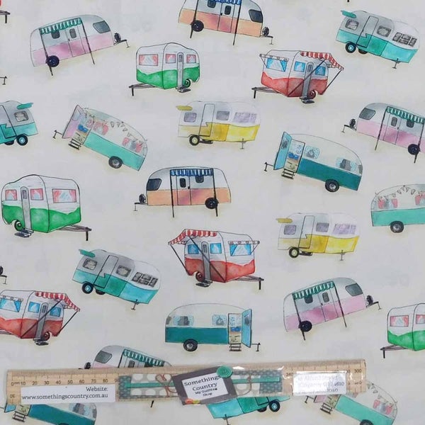 Quilting Patchwork Sewing Fabric Happy Campers Caravans 50x55cm FQ Carousel 3