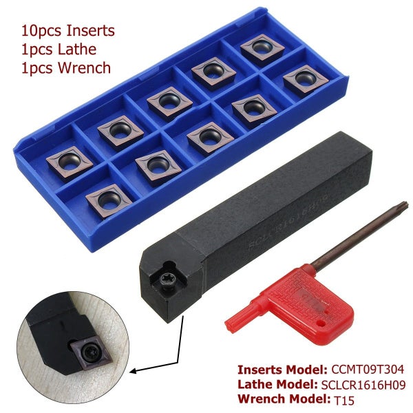 *DEAL* 10PCS CCMT09T304 Carbide Inserts + SCLCR1616H09 Holder Lathe Turning T... Carousel 1