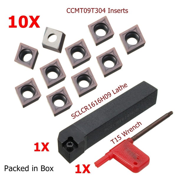 *DEAL* 10PCS CCMT09T304 Carbide Inserts + SCLCR1616H09 Holder Lathe Turning T... Carousel 2