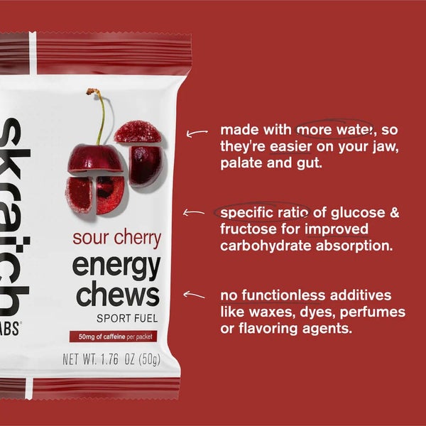 Skratch Labs Energy Chews Sport Fuel Sour Cherry (50mg Caffeine) Carousel 2
