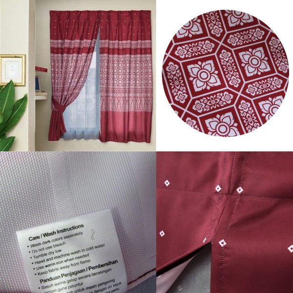 Avon Home Casa Kayangan Burgundy Pinch Pleat Curtain With Attached Lace Curtains Carousel 3