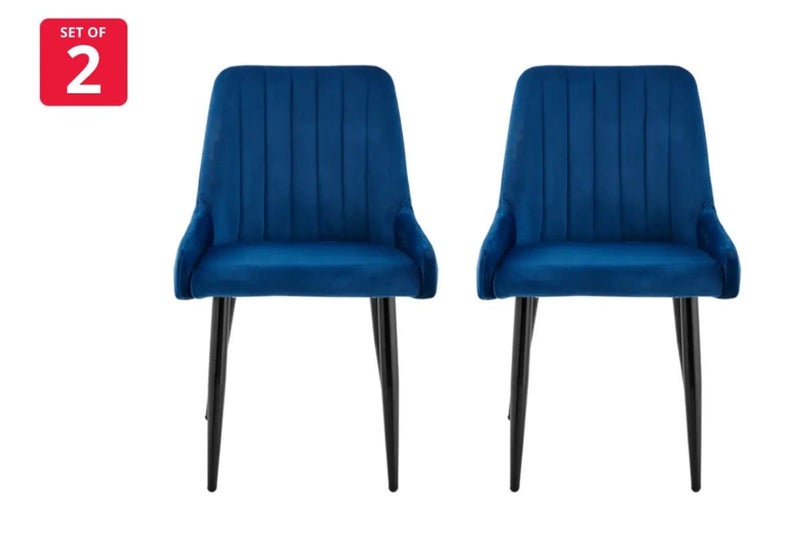 Set of 2 Shangri-La Fremantle Velvet Dining Chairs (Navy), SLVLFRMDCNA Carousel 1