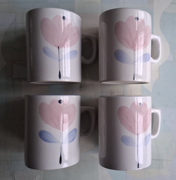 Unused condition - four Temuka Spring Bloom mugs - 9.5cms tall x 7.5cms diameter Carousel 1