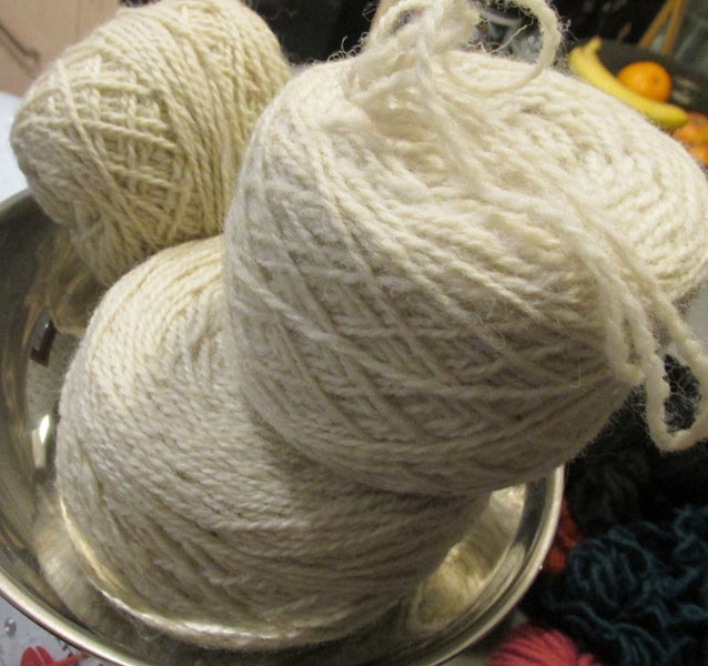 Three Large Balls of Knitting Wool Natural Cream colour Approx 300 grams Carousel 1