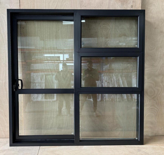 NEW BLACK ALUMINIUM DOUBLE GLAZED SLIDING DOOR:2000H X 1600W Carousel 1