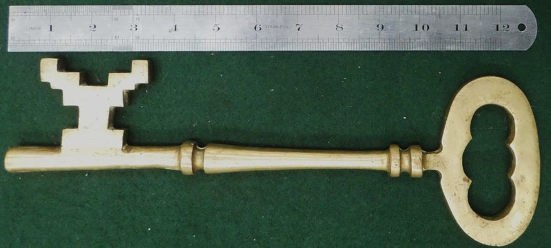 ENOURMOUS Sold BRASS KEY Old Antique? For Castle Gate? too BIG for an old Safe Carousel 2