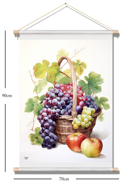 Grapes in flower basket art canvas print wall art Carousel 1