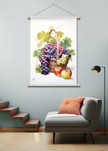 Grapes in flower basket art canvas print wall art Carousel 3