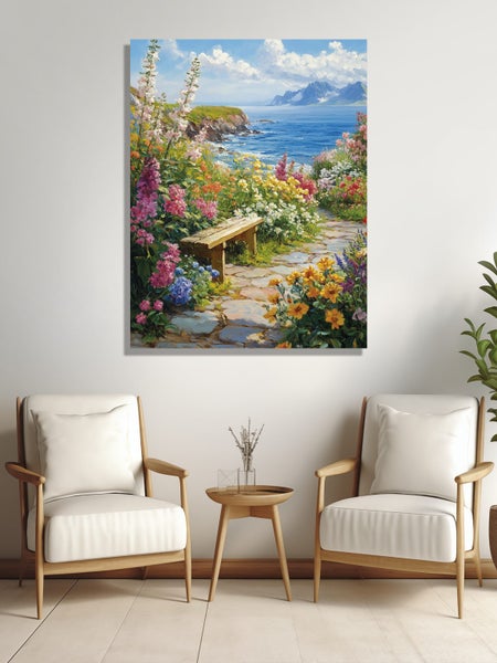 Mediterranean coast canvas art print wall art62854319556353114