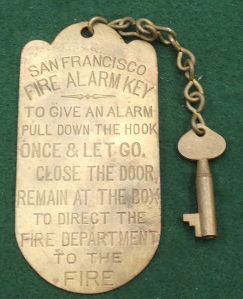 San Francisco FIRE DEPARTMENT Fire ALARM Key BRASS with BRASS Key Fob Safe Carousel 1