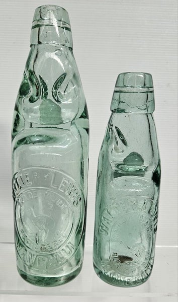 2 x Walter Lewis Wanganui codd marble bottles Carousel 1