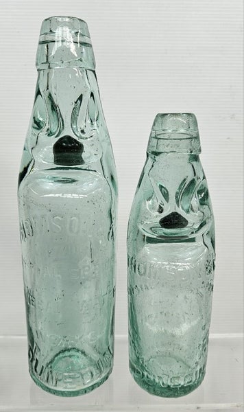 2 x Thomson & Co Dunedin codd coloured marble bottles Carousel 1