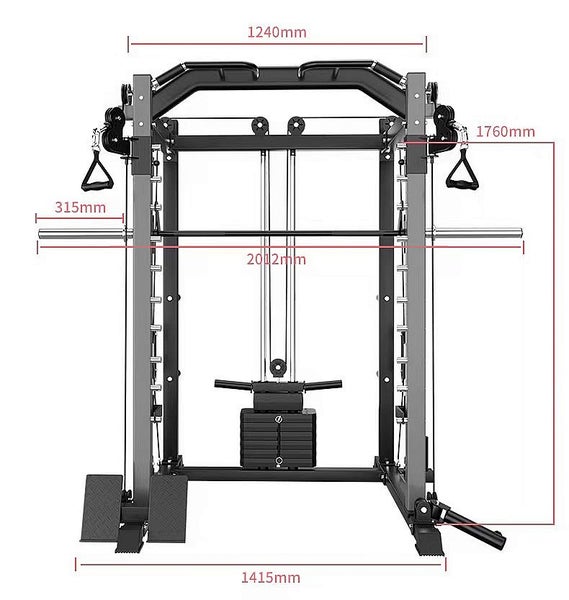 Smith Machine with 45kg Weight Stacks Black Carousel 2