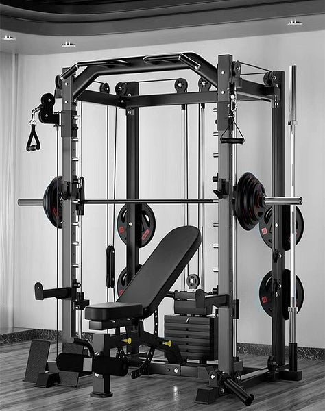 Smith Machine with 45kg Weight Stacks Black Carousel 19