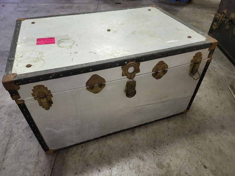 ANTIQUE ALUMINUIM STEAMERS TRUNK - 1000(L) x 670(W) x 570(H) - TS7319 Carousel 1