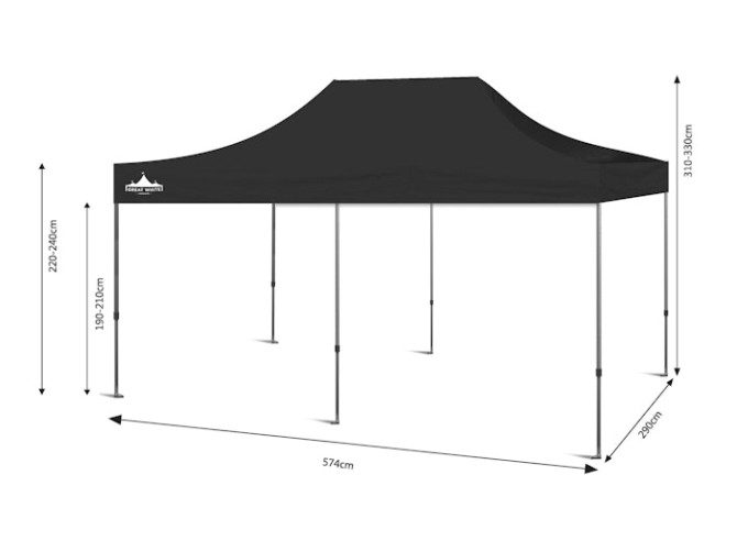 Great White Pop Up Gazebo 3m x 6m Black Carousel 3