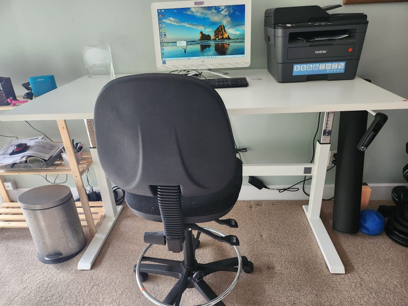 Adjustable (Height) Large Office Desk, Chair and Printer Carousel 1
