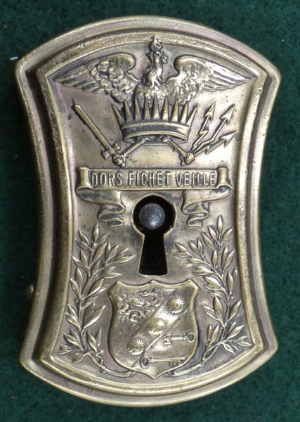 Unusual ANTIQUE Brass French or GERMAN LOCK of unknown Purpose? Luggage or Safe? Carousel 2
