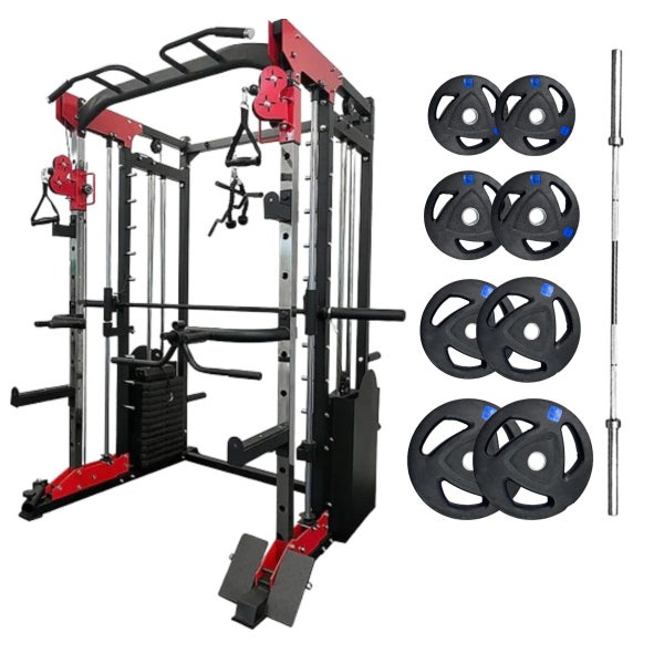 Smith Machine with 100KG Barbell Weights Set Carousel 1