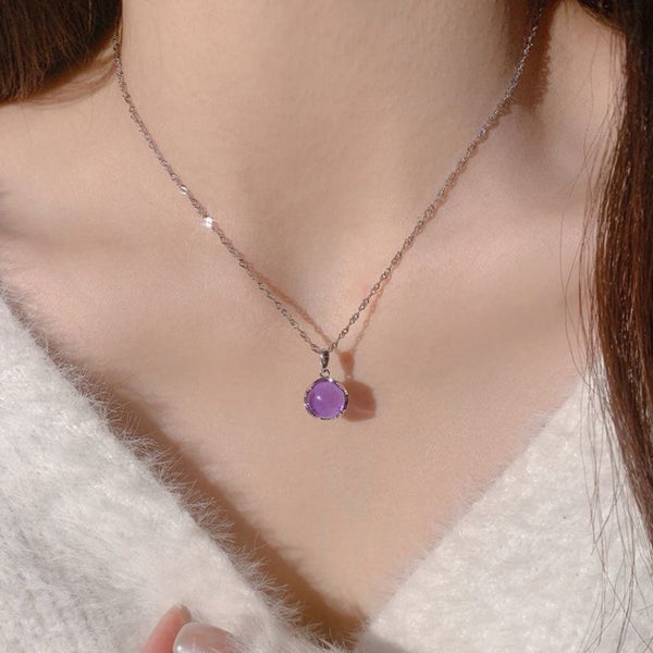 Elegant Purple Pendant Necklace Carousel 1