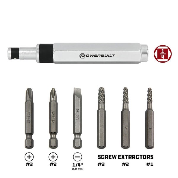 Powerbuilt 7pc Mini Impact Driver and Screw Extractor Set Carousel 3