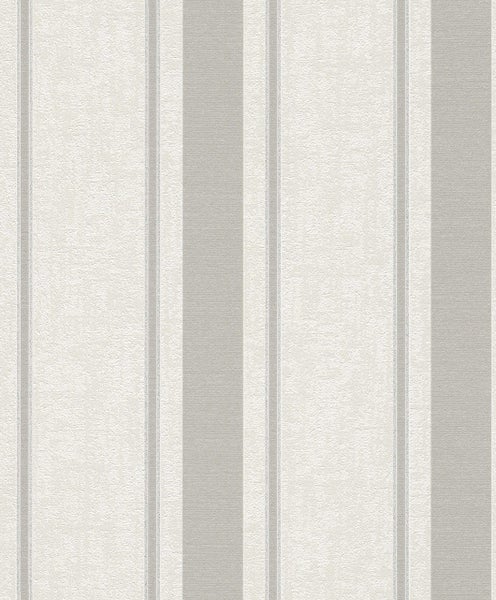 Wallpaper. Classic Stripe - Grey, Silver & Off White. 2 roll bundle. PTW. Carousel 1