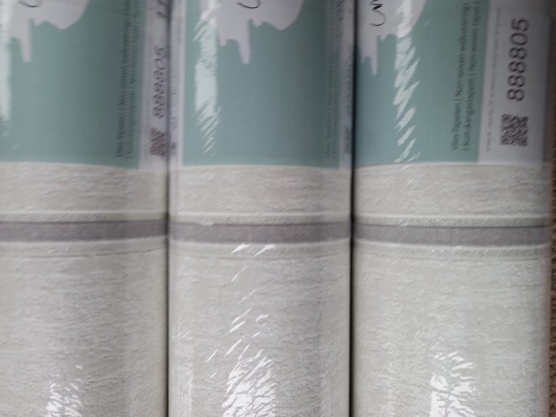 Wallpaper. Classic Stripe - Grey, Silver & Off White. 2 roll bundle. PTW. Carousel 3