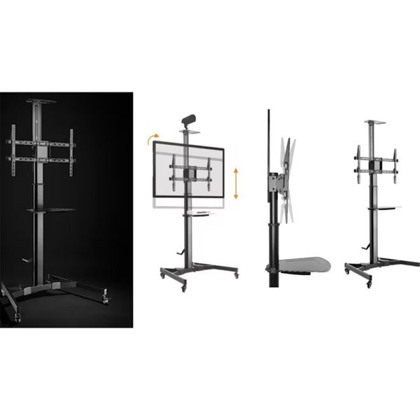 KONIC 37"-70" Telescopic Height-Adjustable Mobile TV Cart Trolley with Crank Carousel 4