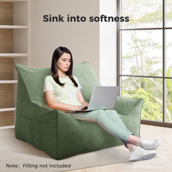 Marlow Bean Bag Chair Cover Suede Indoor Home Game Lounger Seat Lazy Sofa Green Carousel 2