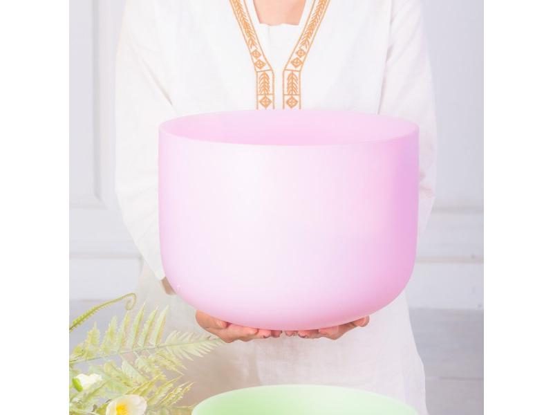 8 Inch Rose Pink Quartz Crystal Singing Bowl C D E F G A B Chakra Sound Healing Carousel 1