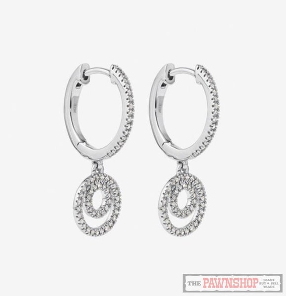 Michael Hill Double Circle Drop Huggie Earrings in Sterling Silver Carousel 1
