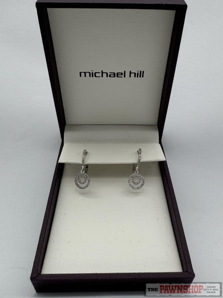 Michael Hill Double Circle Drop Huggie Earrings in Sterling Silver Carousel 2