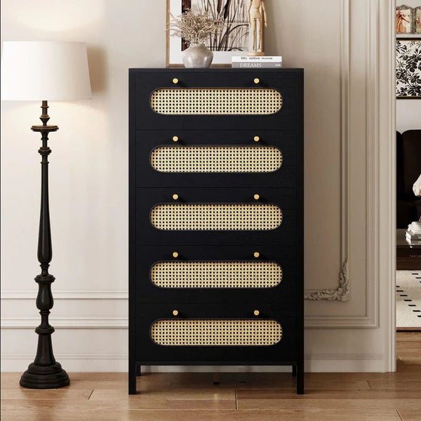 Tallboy Chest of Drawers Rattan Carousel 1