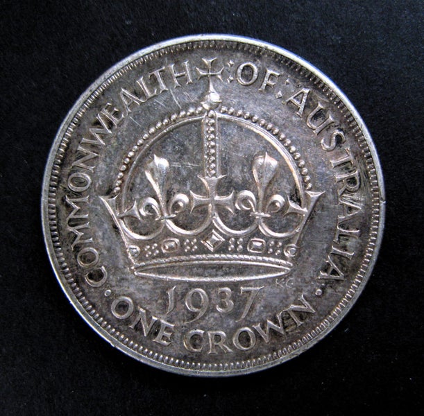 1937 AUSTRALIA - CROWN. .925 SILVER. 38.5 mm DIAMETER Carousel 1