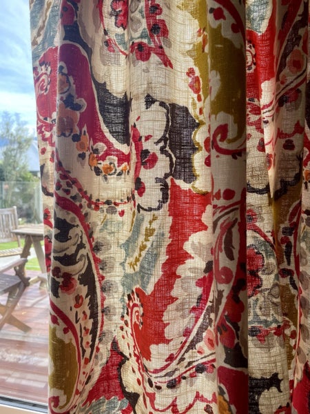 A pair of stunning bright PAISLEY linen curtains Carousel 13