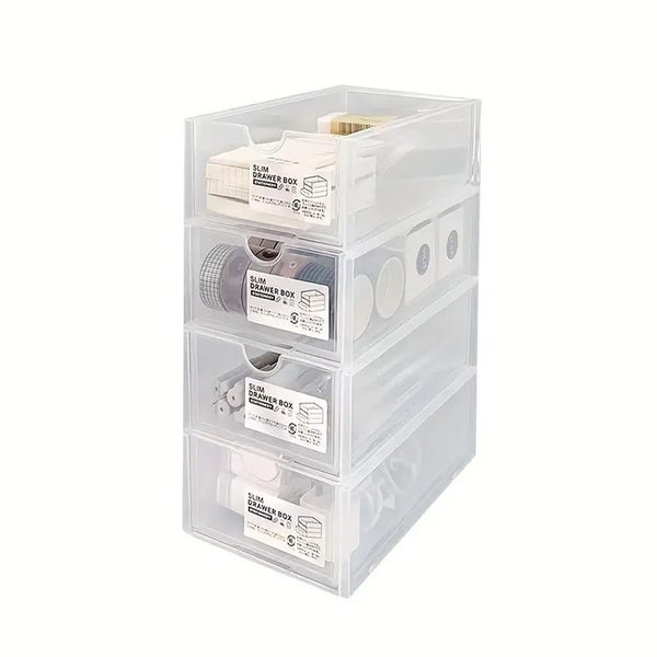 4 Pcs Set Stackable Desktop Storage Box Drawer Transparent Plastic Stationery Co Carousel 1