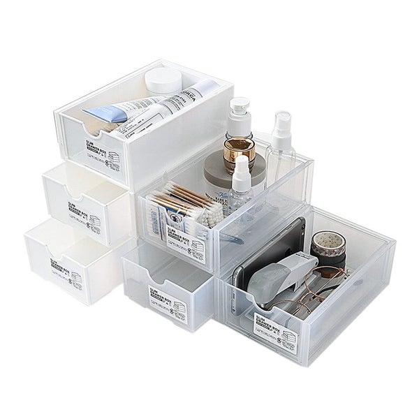 4 Pcs Set Stackable Desktop Storage Box Drawer Transparent Plastic Stationery Co Carousel 7