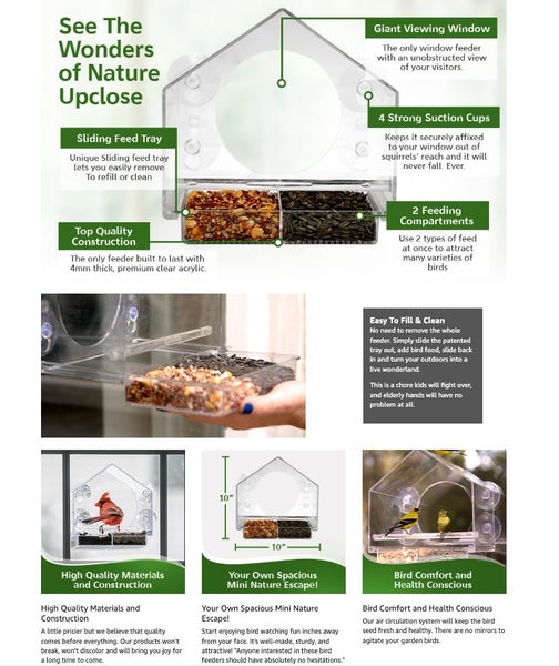 Acrylic Window Bird Feeder Carousel 8