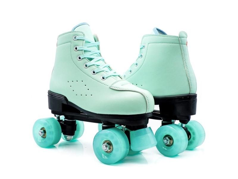 Japy Artificial Leather Quad Roller Skates Green Pink Double Line Skates Men Carousel 1