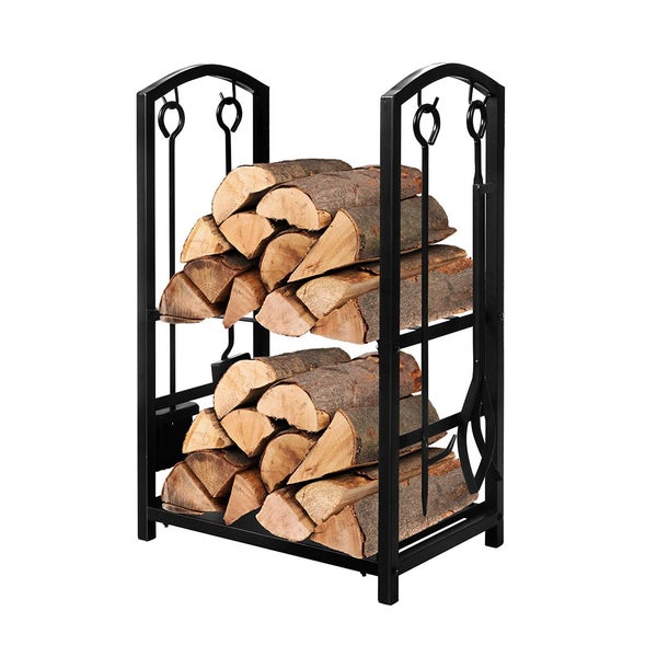 Traderight Firewood Rack 4 Fireplace Tool Log Wood Steel Large Holder Storage Carousel 1