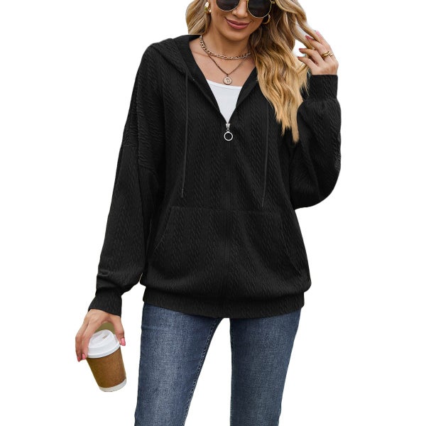 Women's Drawstring Hoodie Zipper Sweatshirt Carousel 2