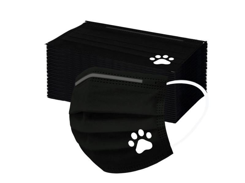 10/50pcs Black Adult Heart Print Disposable 3Ply Ear Loop Face Masks Carousel 1