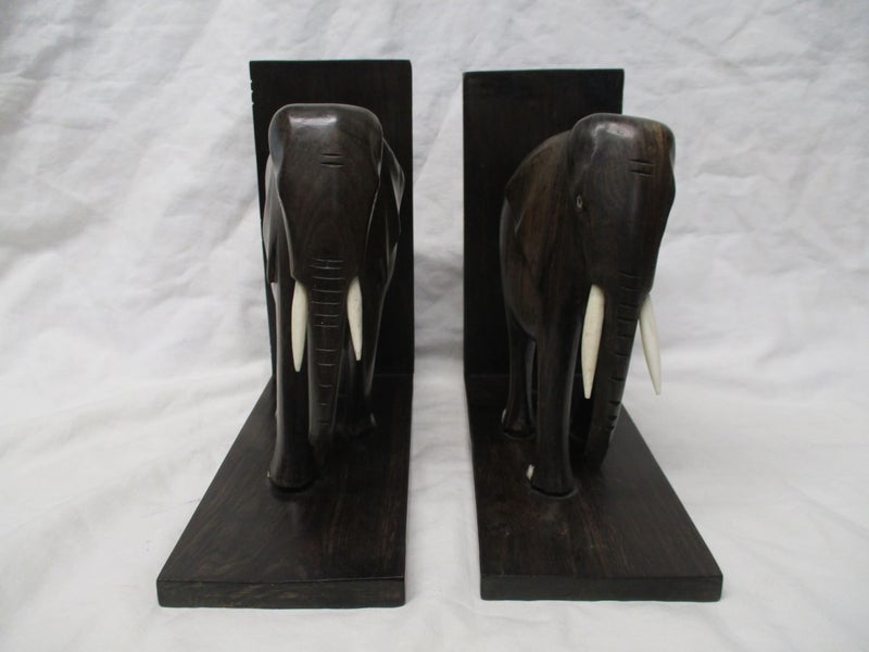 * SH 463 - Wooden Elephant Bookends - PAIR - Carousel 2