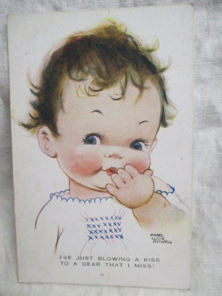 I'se Just Blowing a Kiss - Artist Postcard by Attwell - PCD 1850 Carousel 1